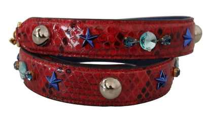 Dolce & Gabbana Schulterriemen aus exotischem Leder in Rot mit Kristall-Details