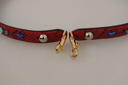 Dolce & Gabbana Schulterriemen aus exotischem Leder in Rot mit Kristall-Details