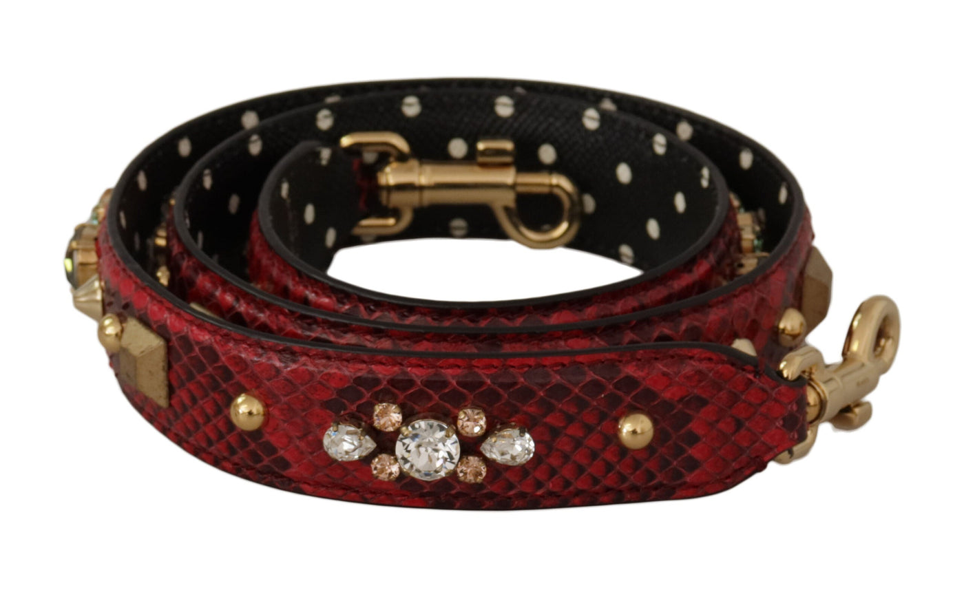 Dolce & Gabbana Wendbarer Schulterriemen aus Pythonleder in Rot mit Kristallen