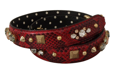 Dolce & Gabbana Wendbarer Schulterriemen aus Pythonleder in Rot mit Kristallen