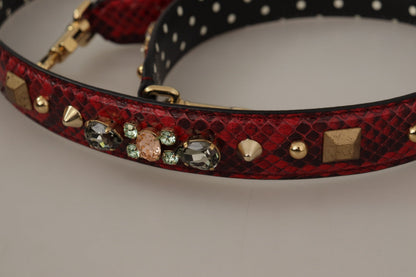 Dolce & Gabbana Wendbarer Schulterriemen aus Pythonleder in Rot mit Kristallen