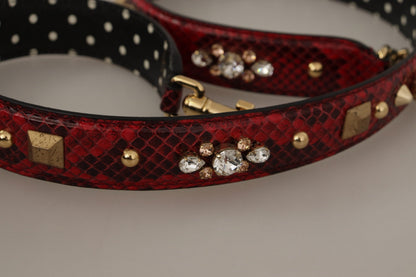 Dolce & Gabbana Wendbarer Schulterriemen aus Pythonleder in Rot mit Kristallen