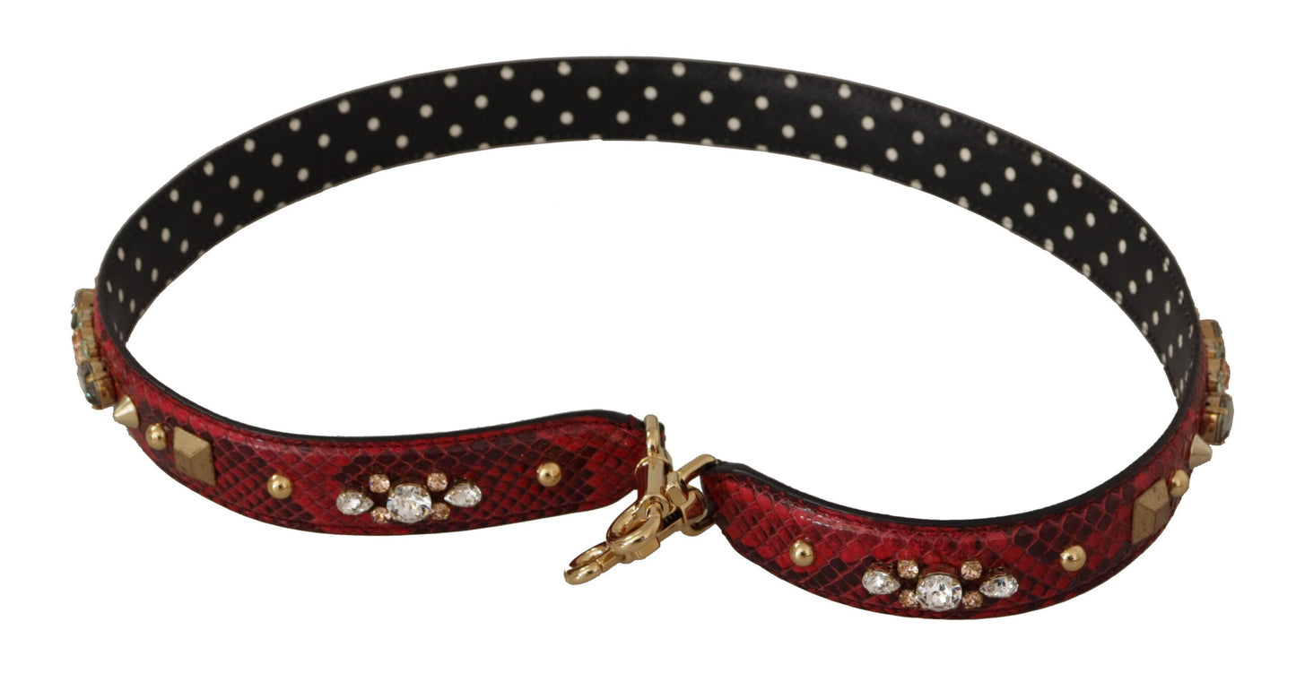 Dolce & Gabbana Wendbarer Schulterriemen aus Pythonleder in Rot mit Kristallen