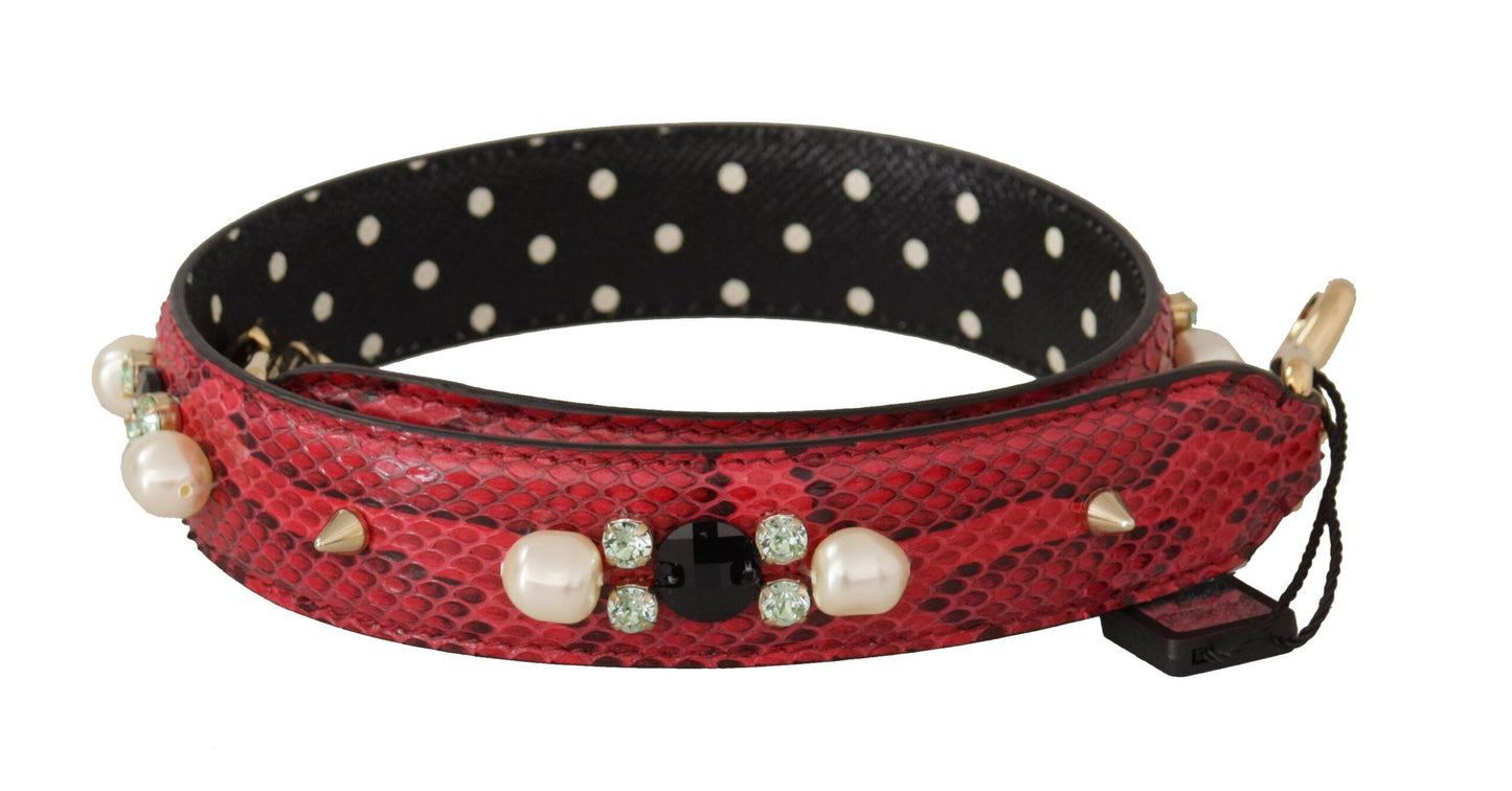 Dolce & Gabbana Schulterriemen aus Pythonleder in Rot mit goldfarbenen Details