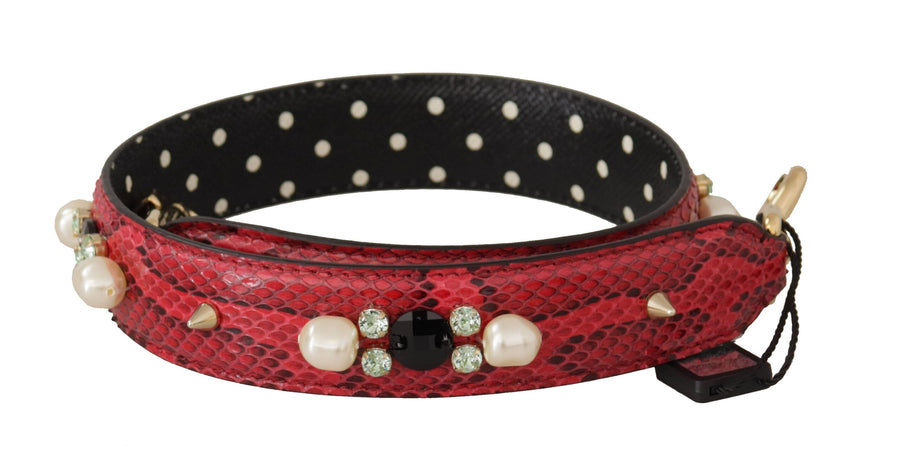 Dolce & Gabbana Schulterriemen aus Pythonleder in Rot mit goldfarbenen Details
