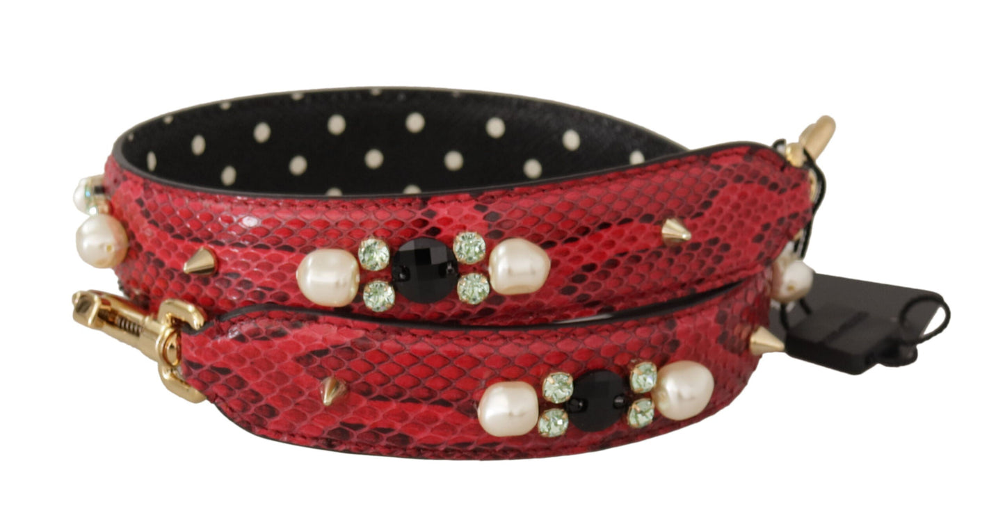 Dolce & Gabbana Schulterriemen aus Pythonleder in Rot mit goldfarbenen Details