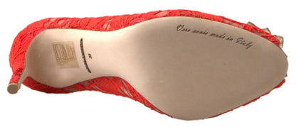 Dolce & Gabbana Taormina Spitzen-Pumps mit Kristallen in Rot