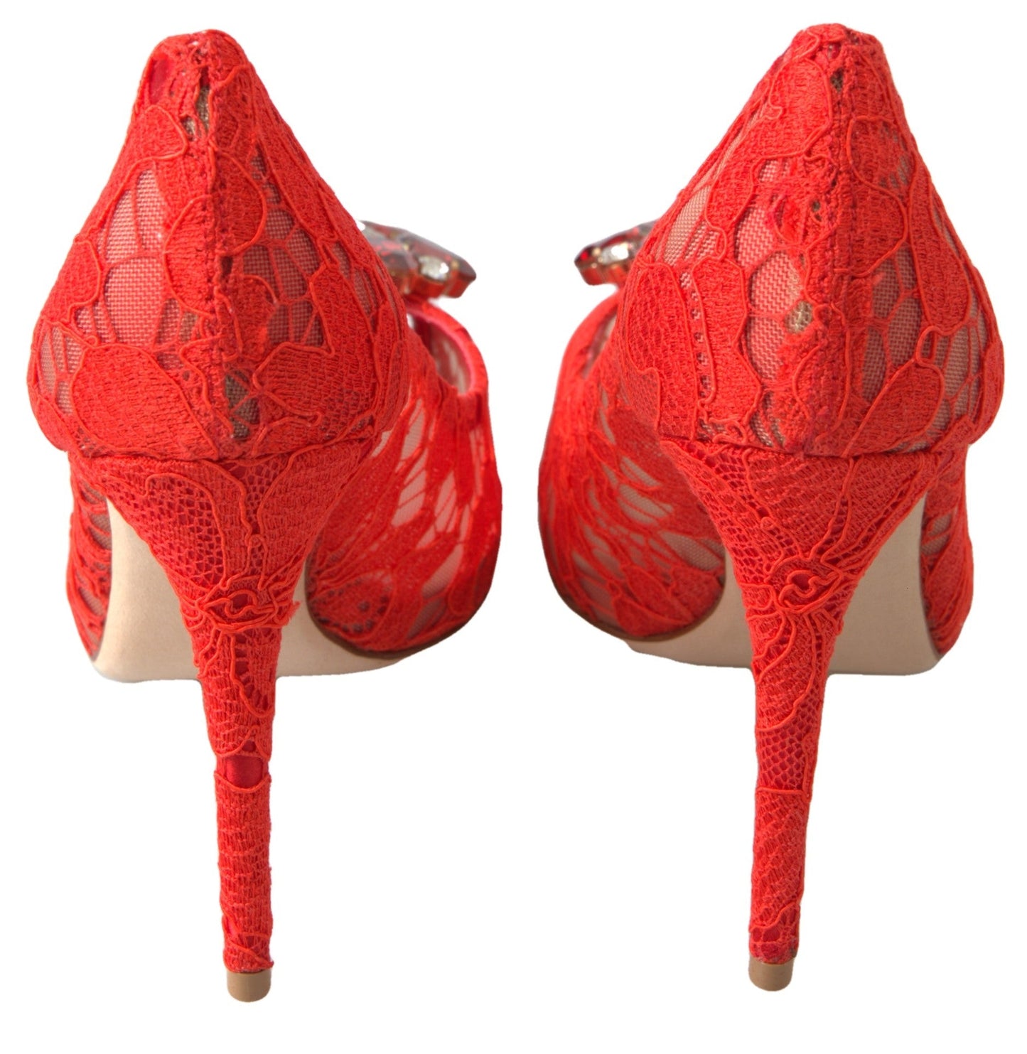 Dolce & Gabbana Taormina Spitzen-Pumps mit Kristallen in Rot