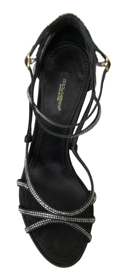 Dolce & Gabbana Keira Stiletto-Sandaletten in Schwarz und Silber mit Strass