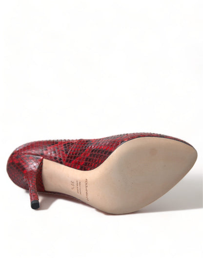 Dolce & Gabbana Pumps aus Ayers-Leder in Rot mit Spitzenstrümpfen