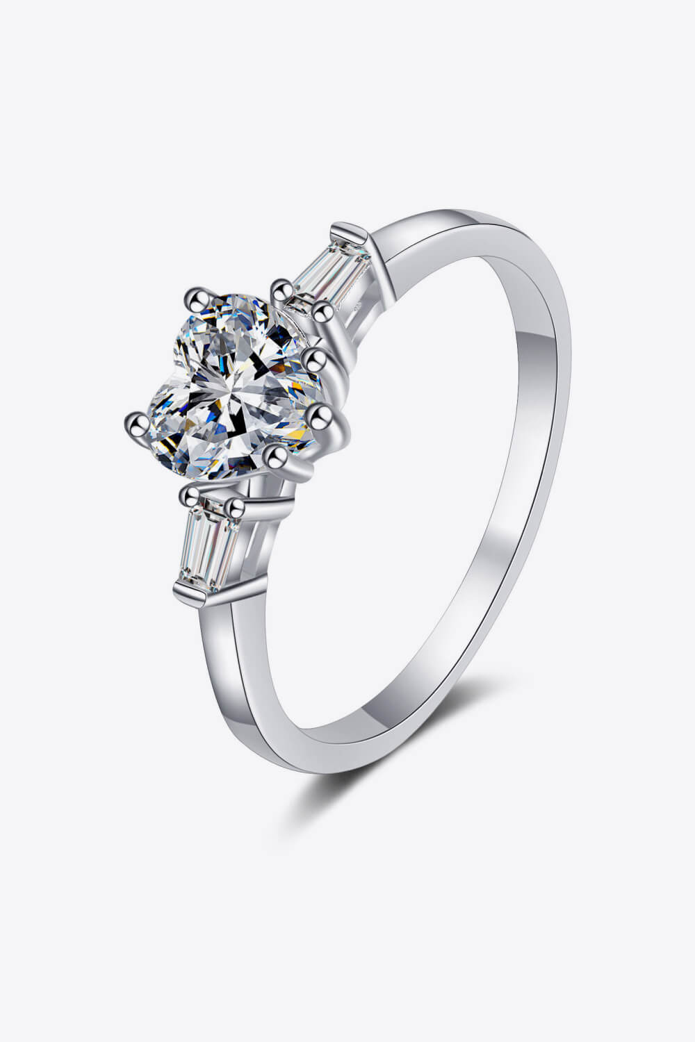 Damen Ring Herz mit 1,2 Karat Moissanit aus 925 Sterling Silber