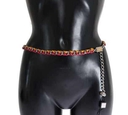 Dolce & Gabbana Gürtel aus Leder in Rot-Gelb mit Kristallen