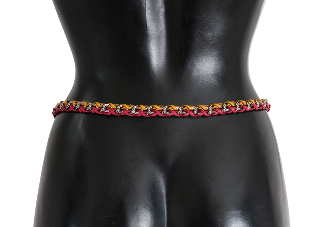 Dolce & Gabbana Gürtel aus Leder in Rot-Gelb mit Kristallen