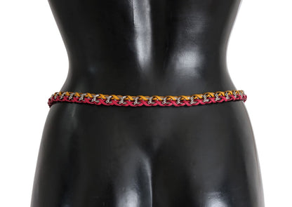 Dolce & Gabbana Gürtel aus Leder in Rot-Gelb mit Kristallen