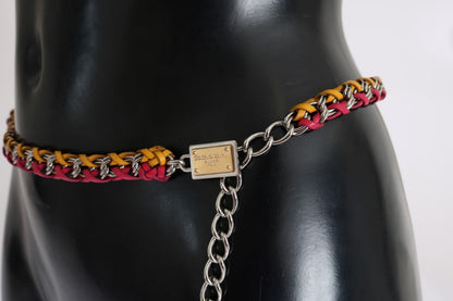 Dolce & Gabbana Gürtel aus Leder in Rot-Gelb mit Kristallen