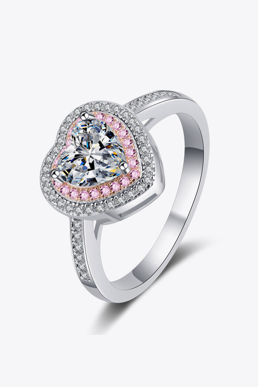 Damen Herzring mit 1 Carat Moissanite aus 925 Sterling Silber