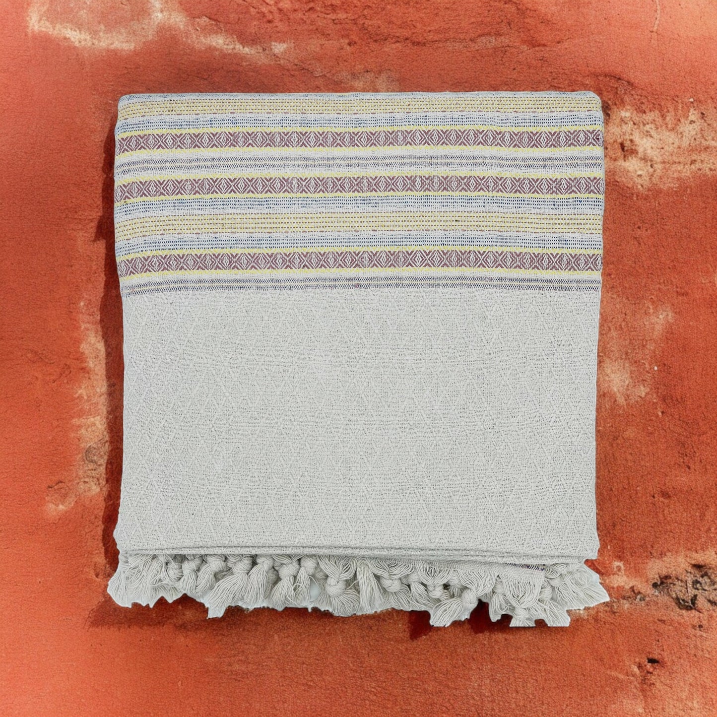 Tagesdecke mit Polsterüberzug Bettüberwurf Sofaüberwurf - 100% Baumwolle Natur mit farbigen Mustern 150 x 200 cm