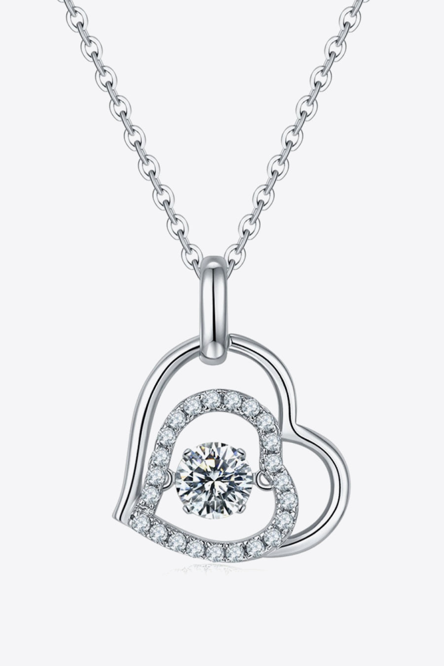 Damen Herz Anhänger Halskette aus 925 Silber mit Moissanit