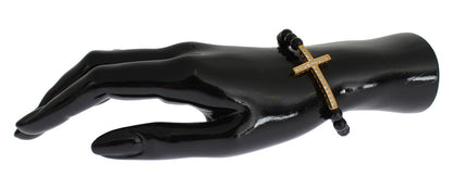 Nialaya Damen Armband aus vergoldetem Sterlingsilber mit Achat und Kreuz