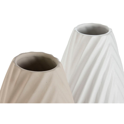 ESPRIT Keramikvase Set Weiß Beige 41 cm – 2 Stück