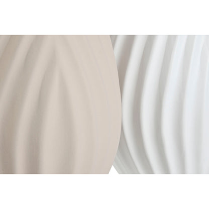 ESPRIT Keramikvase Set Weiß Beige 41 cm – 2 Stück