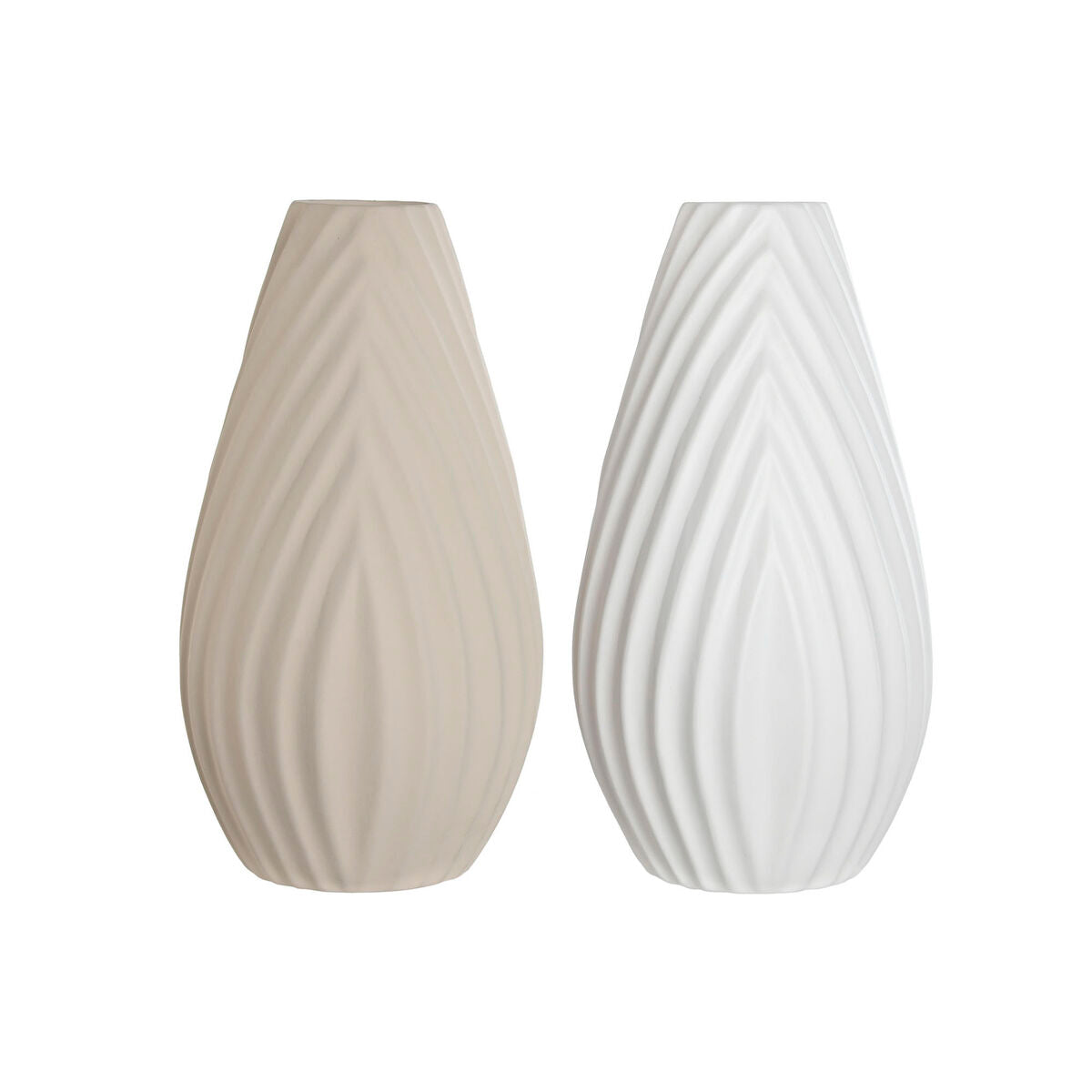 ESPRIT Keramikvase Set Weiß Beige 41 cm – 2 Stück