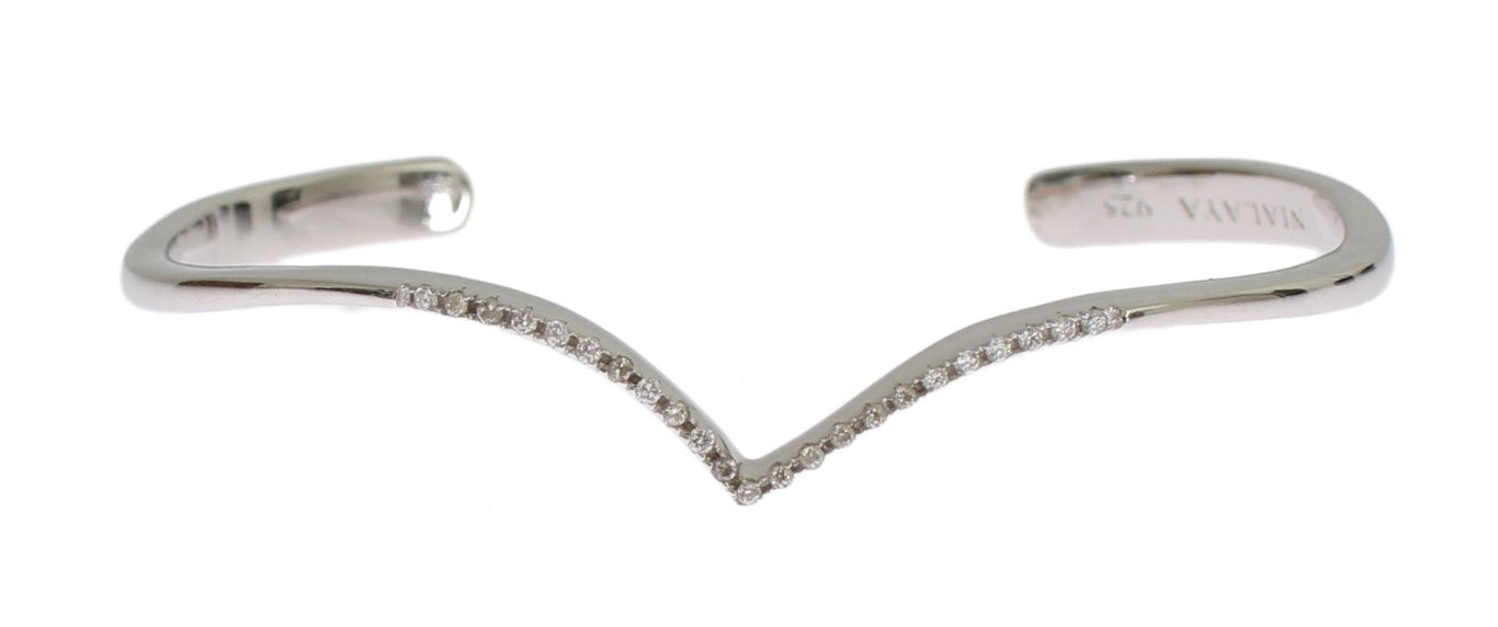 Nialaya Damen Armreif aus Sterlingsilber in Silber mit klaren CZ-Kristallen