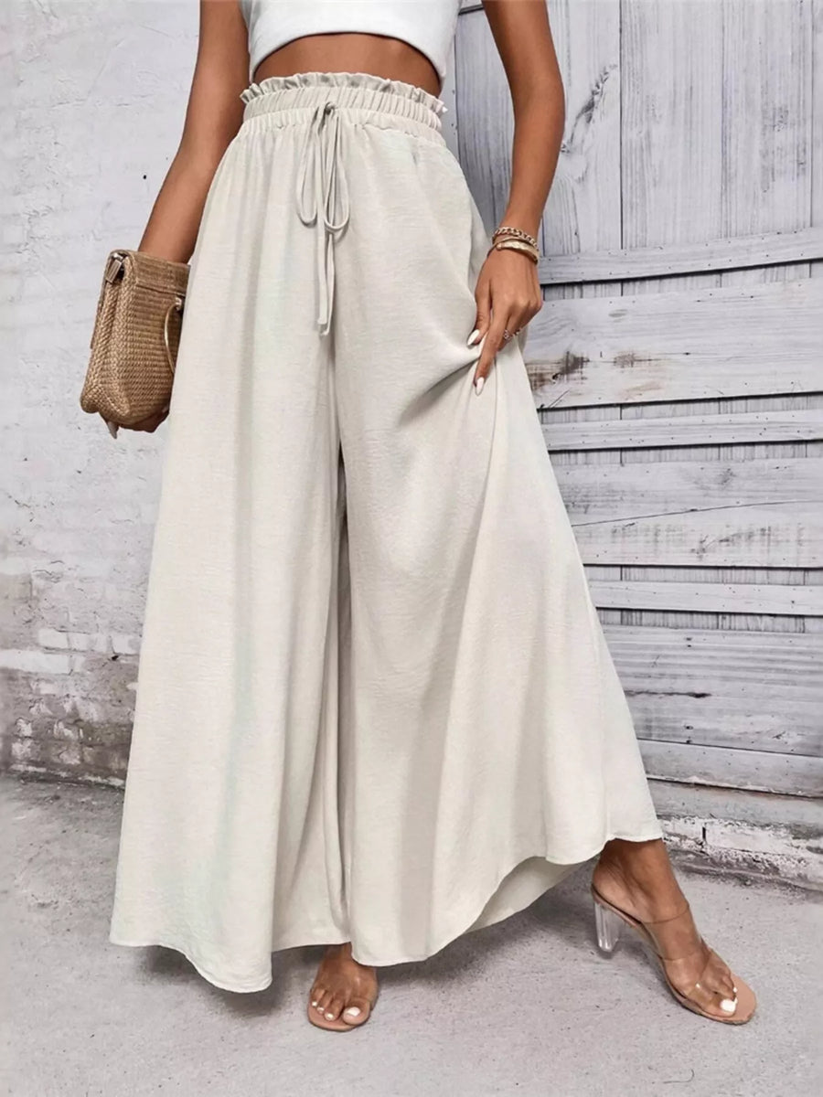 Damen Hose mit weitem Bein und Bindeband