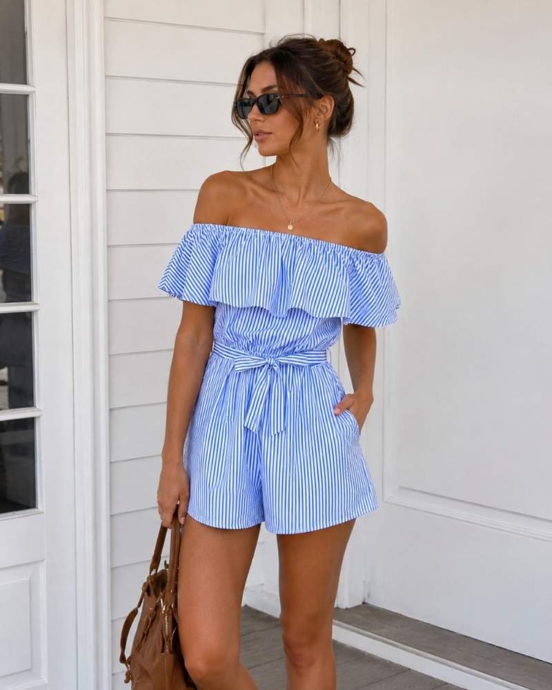 One-Shoulder Damen Jumpsuit mit Volant