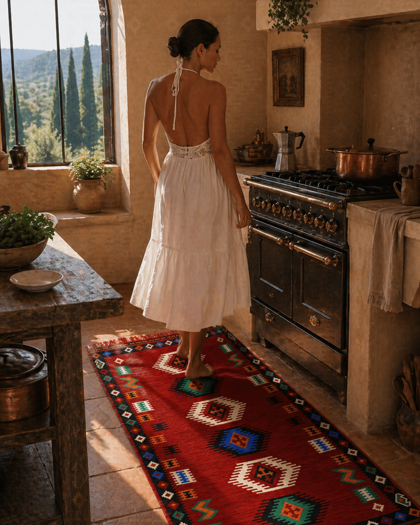 Teppich mit Kilim Motiven - Rot - 150x80x1cm