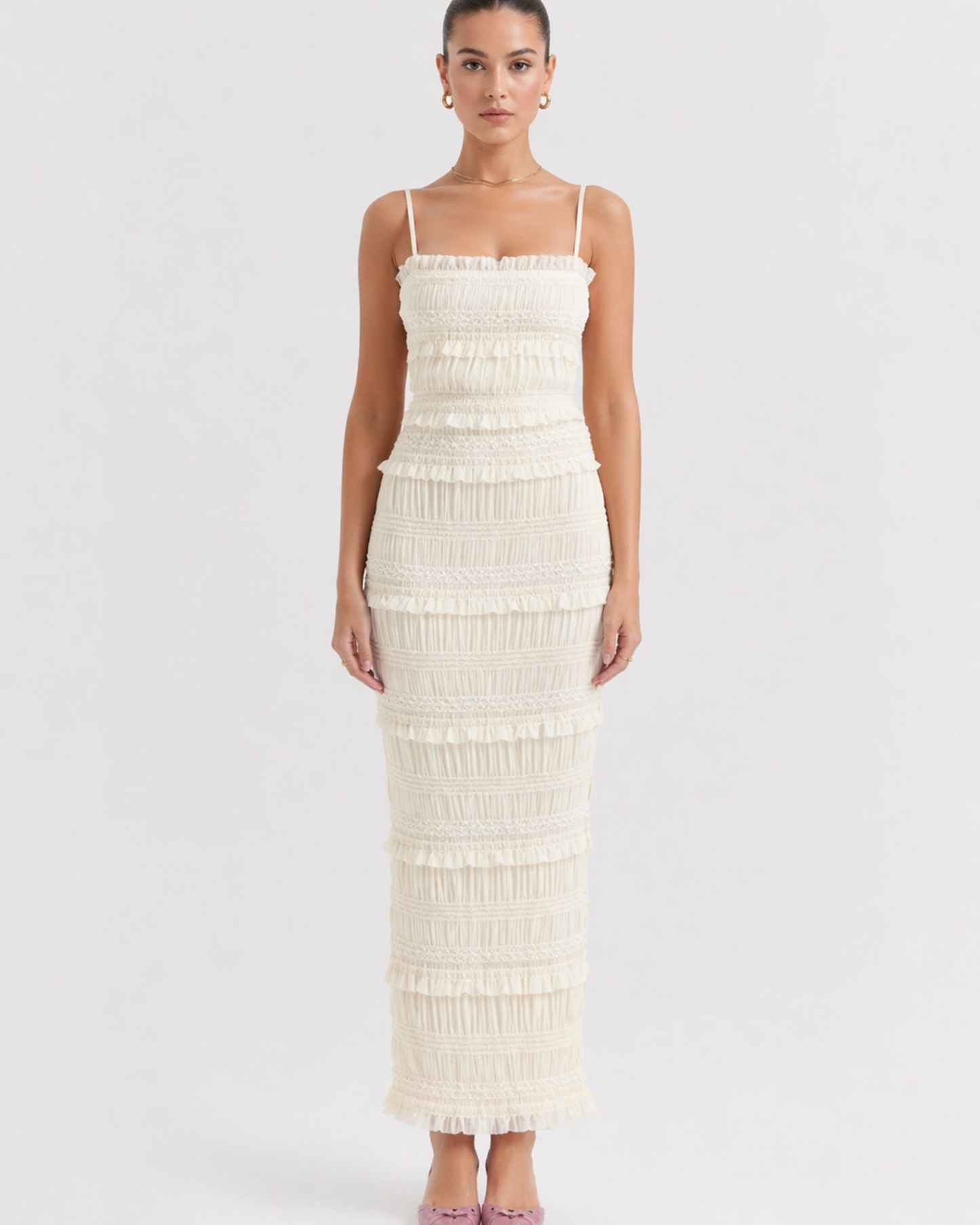 Damen Maxikleid mit Trägern, Figurbetontes Sommerkleid