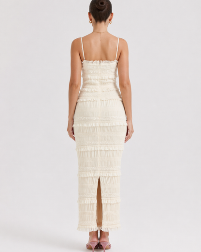 Damen Maxikleid mit Trägern, Figurbetontes Sommerkleid