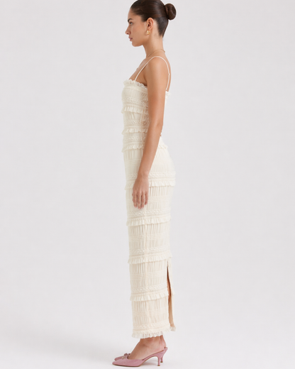 Damen Maxikleid mit Trägern, Figurbetontes Sommerkleid