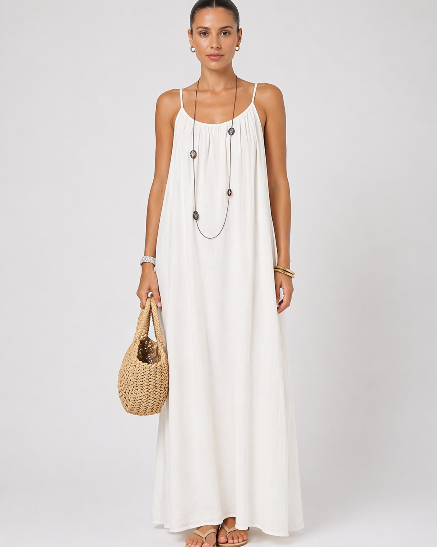 Backless Damen Maxikleid mit Rundhalsausschnitt