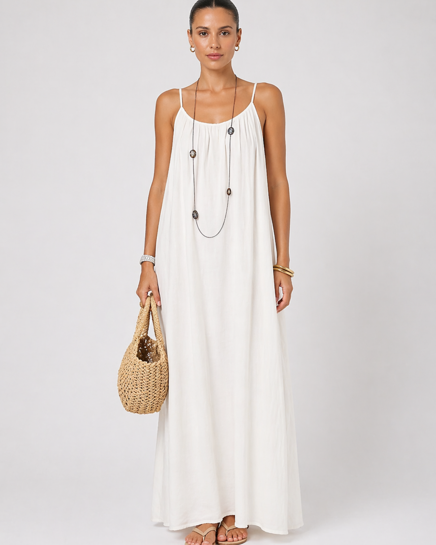 Backless Damen Maxikleid mit Rundhalsausschnitt