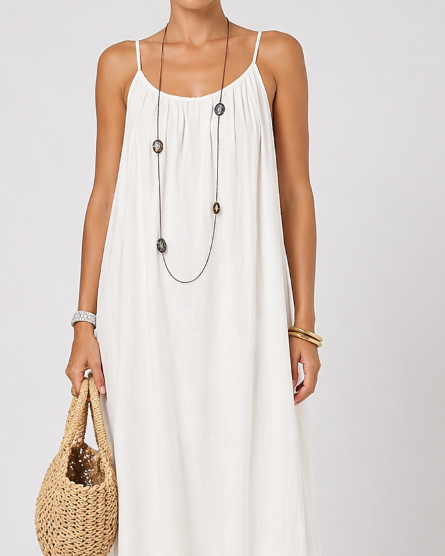 Backless Damen Maxikleid mit Rundhalsausschnitt