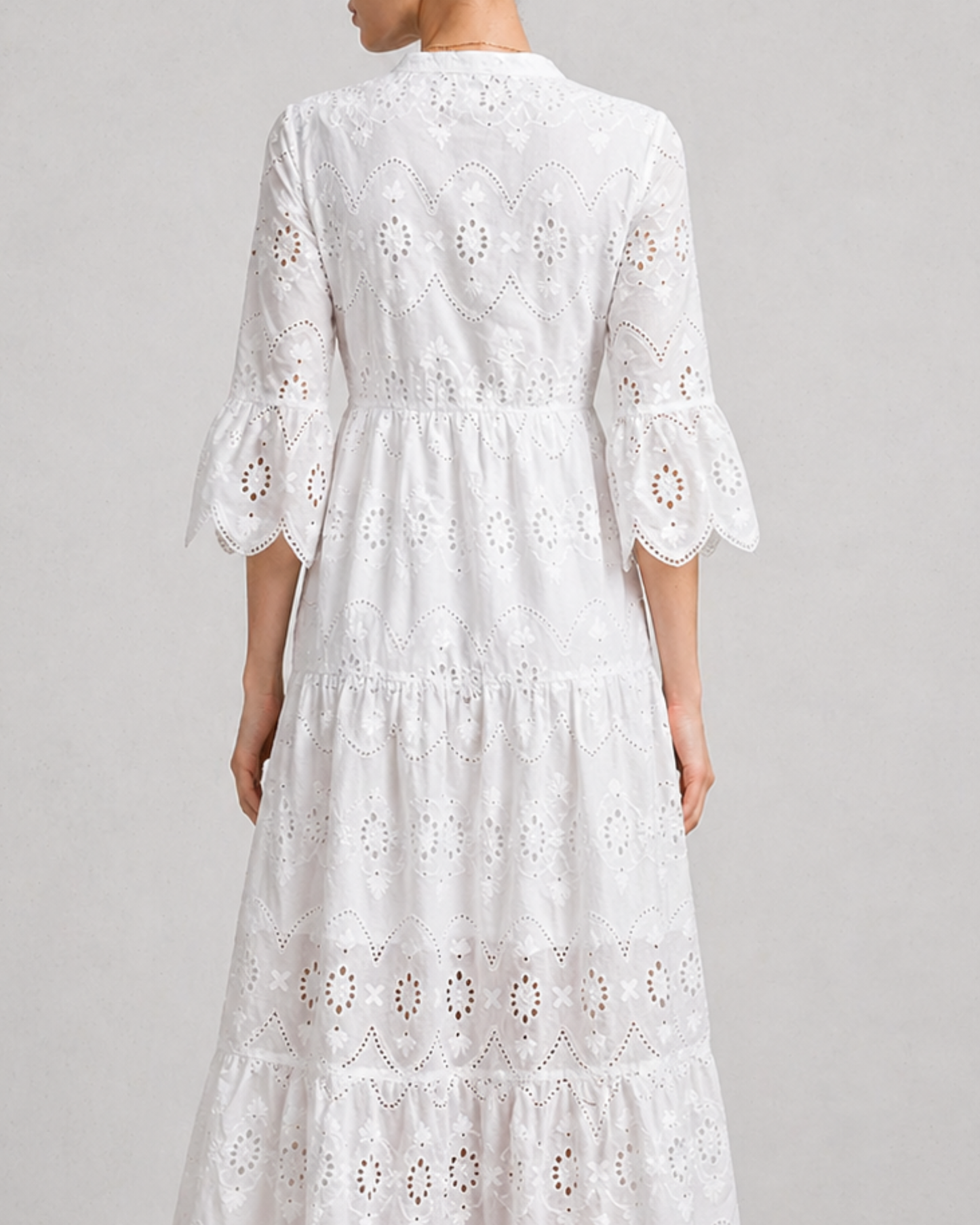 Freizeit Midikleid mit Stickerei und Volants