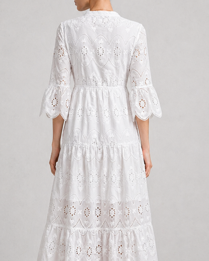 Freizeit Midikleid mit Stickerei und Volants