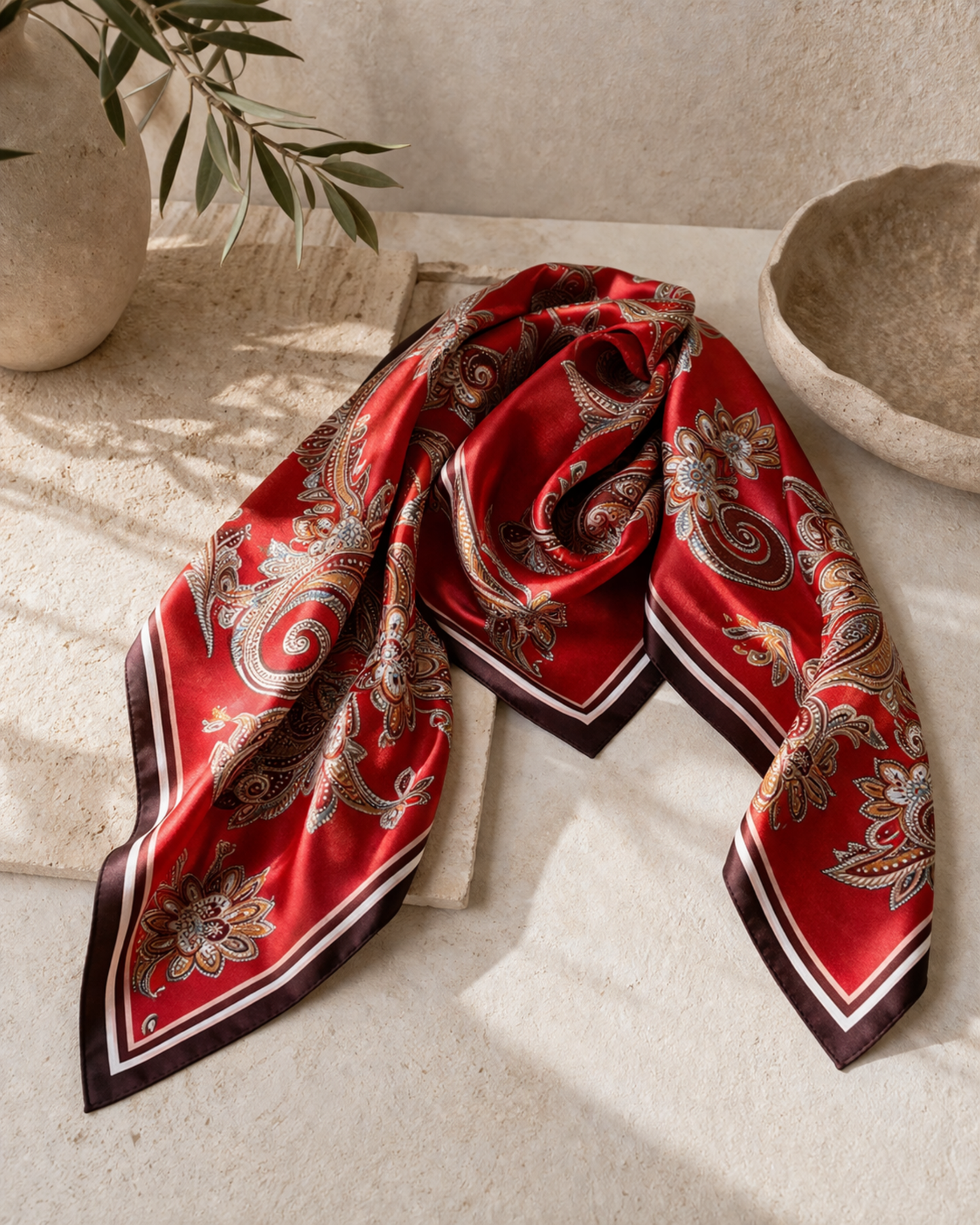 Damen Seidentuch Paisley Vintage Look Halstuch
