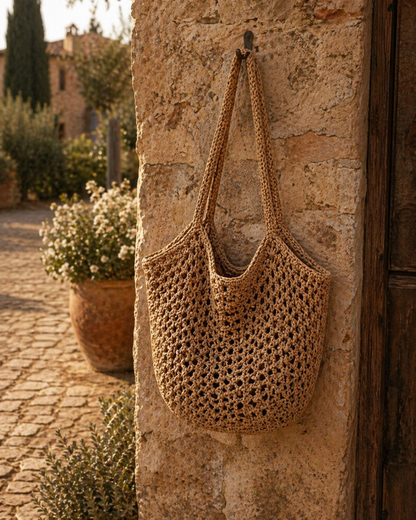 Damen Schultertasche aus Stroh – Große Sommertasche