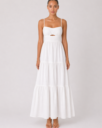 Maxikleid mit Cut-Out und Spaghettiträgern