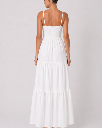 Maxikleid mit Cut-Out und Spaghettiträgern