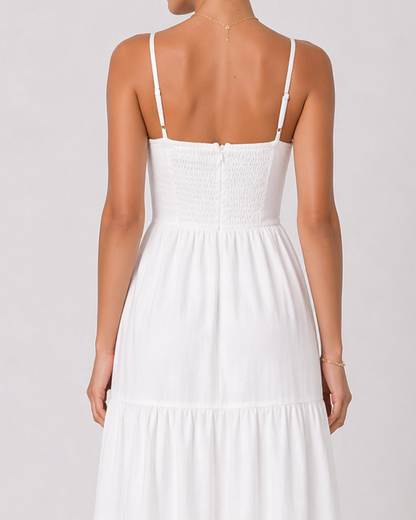 Maxikleid mit Cut-Out und Spaghettiträgern