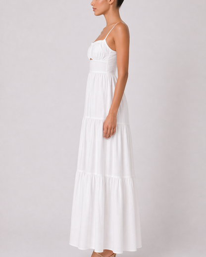 Maxikleid mit Cut-Out und Spaghettiträgern