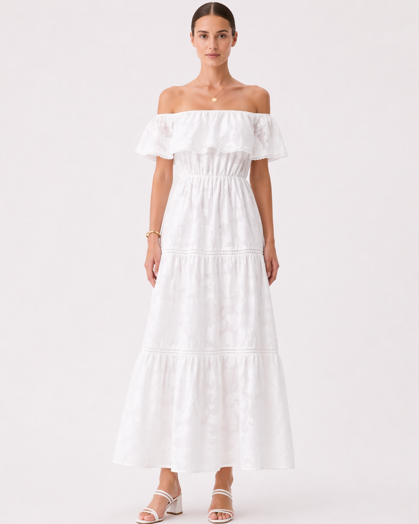 Off Shoulder Midi Kleid mit Rüschen