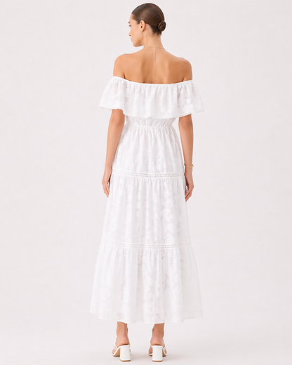 Off Shoulder Midi Kleid mit Rüschen