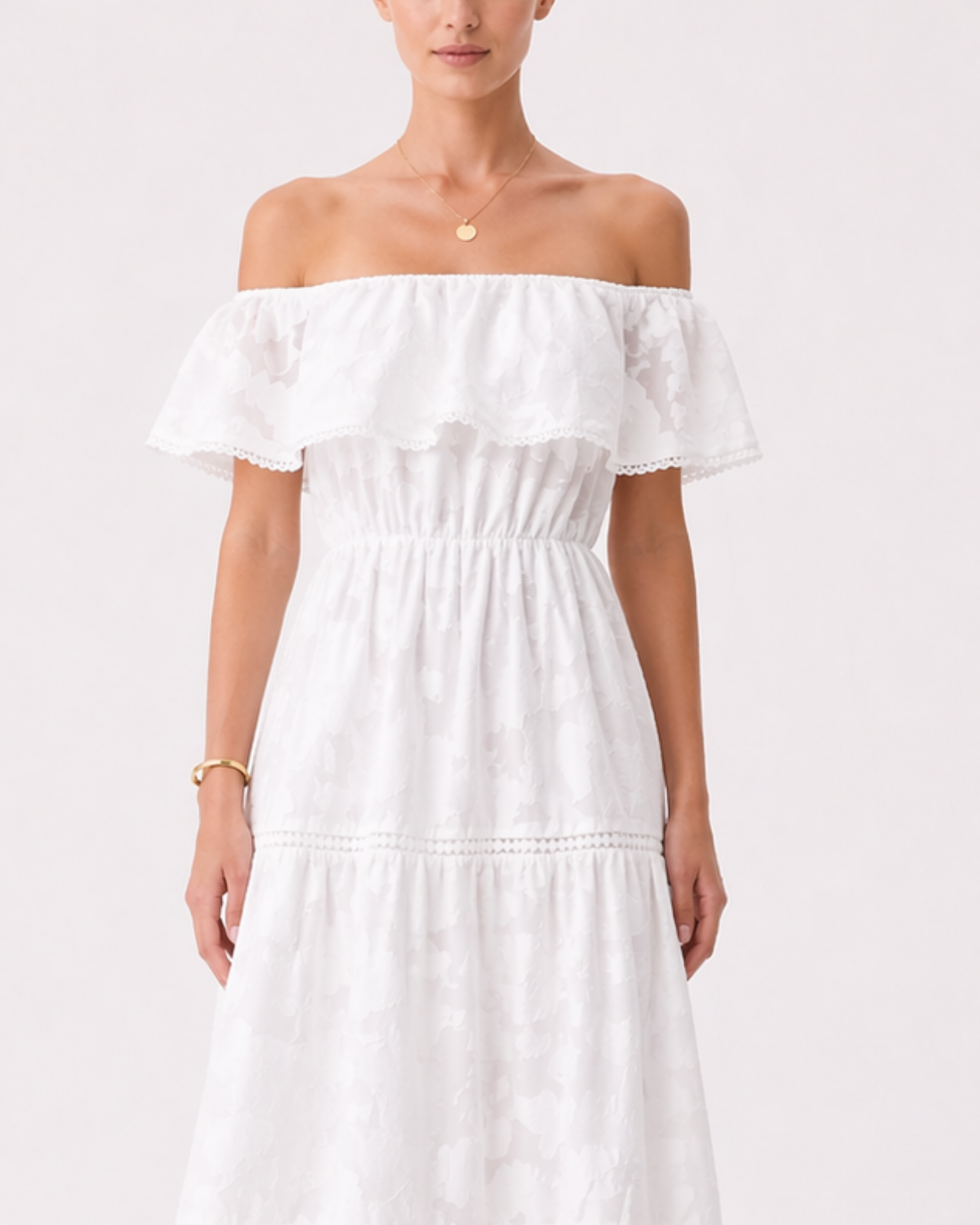 Off Shoulder Midi Kleid mit Rüschen