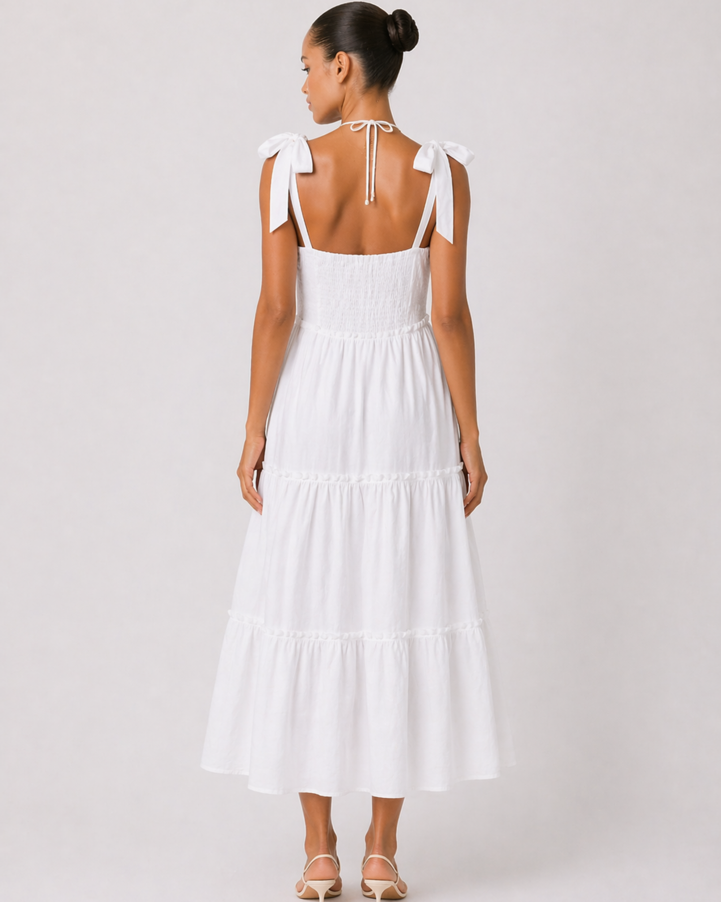 Damen Midi Kleid mit Stufenrock Sommerkleid