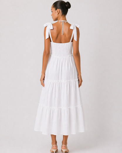 Damen Midi Kleid mit Stufenrock Sommerkleid