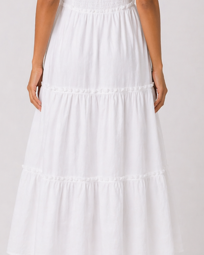 Damen Midi Kleid mit Stufenrock Sommerkleid